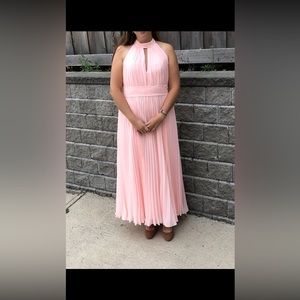 Elegant Pink Halter Maxi Dress
